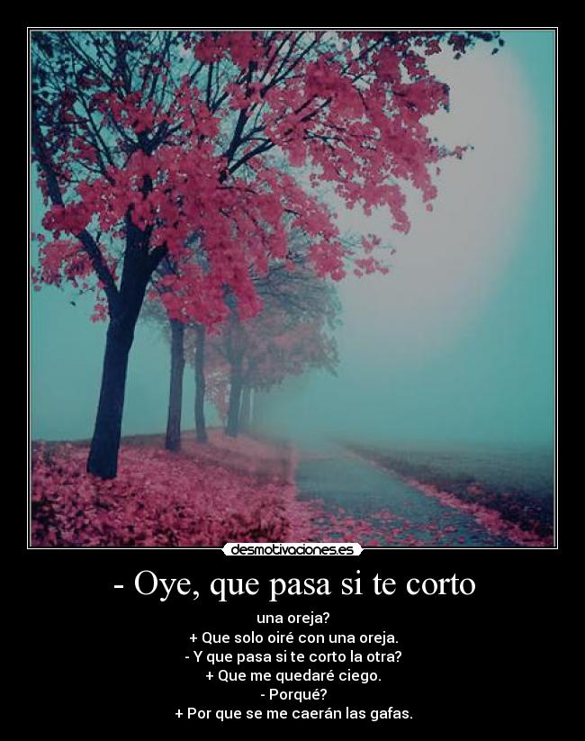 - Oye, que pasa si te corto -