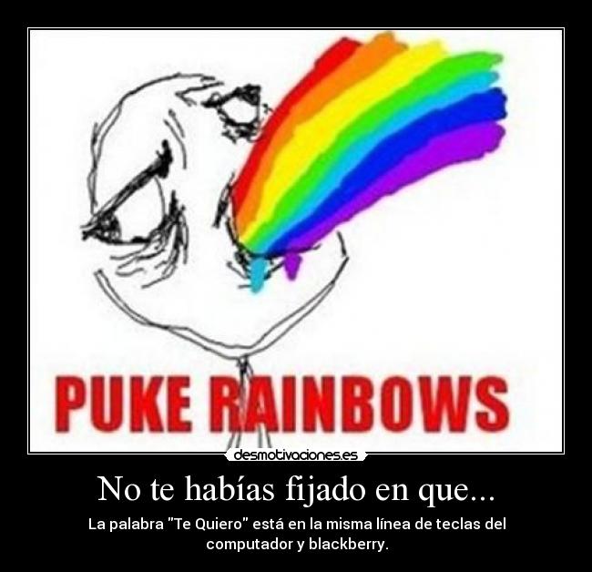 No te habías fijado en que... - La palabra Te Quiero está en la misma línea de teclas del computador y blackberry.