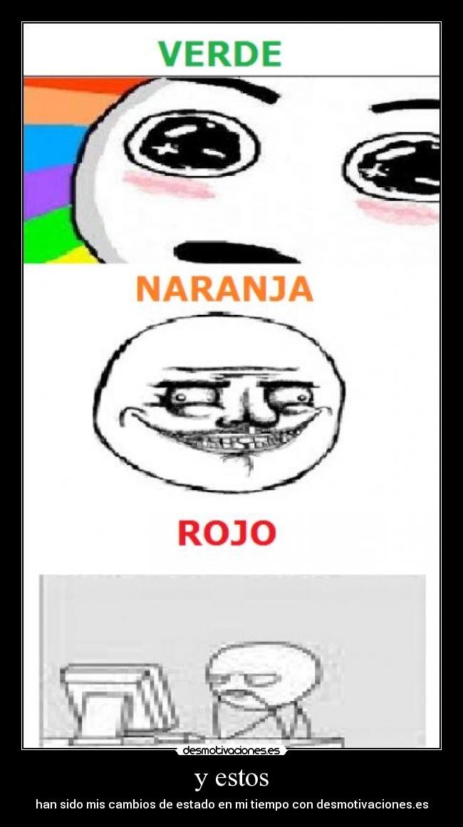 y estos - han sido mis cambios de estado en mi tiempo con desmotivaciones.es