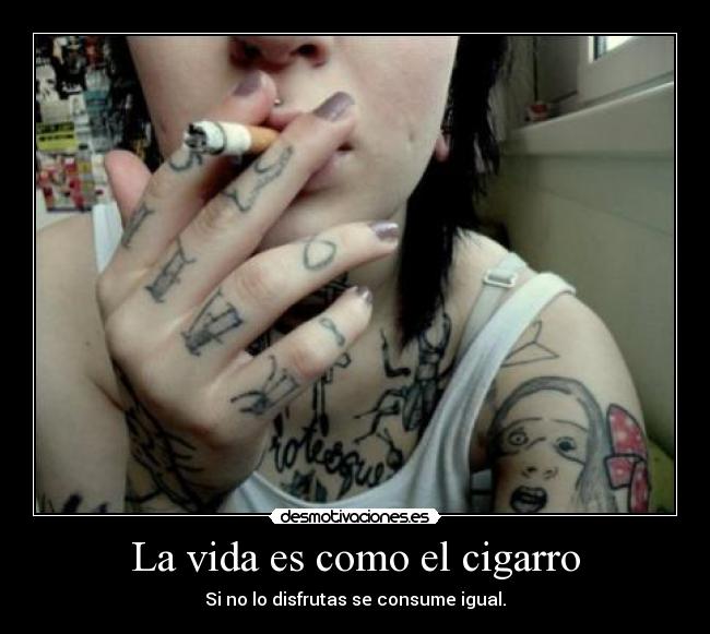 La vida es como el cigarro - Si no lo disfrutas se consume igual.