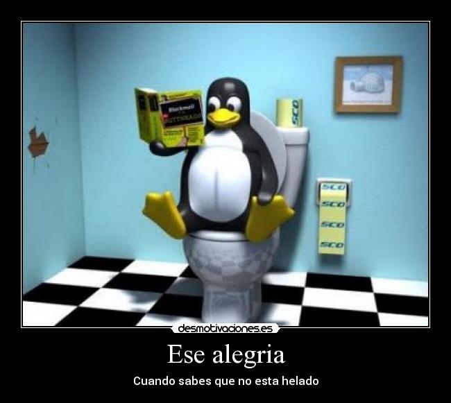 carteles alegria cagar frio alegria pinguino helado congelado temor desmotivaciones