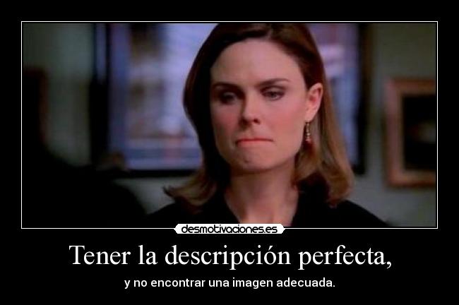 Tener la descripción perfecta, -
