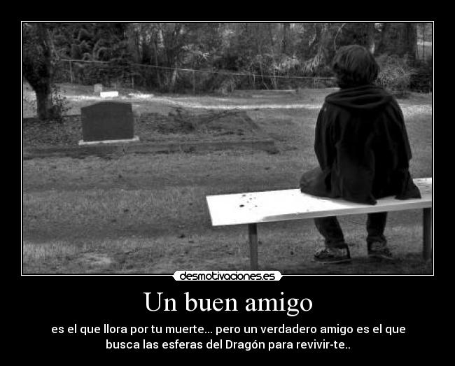 Un buen amigo - es el que llora por tu muerte... pero un verdadero amigo es el que
busca las esferas del Dragón para revivir-te..
