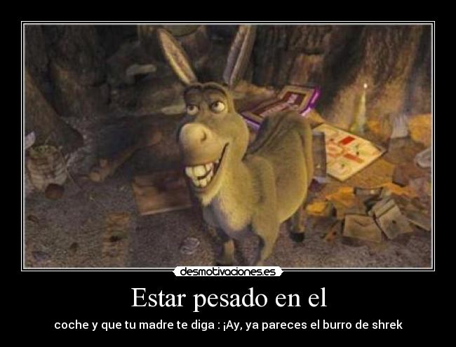Estar pesado en el - coche y que tu madre te diga : ¡Ay, ya pareces el burro de shrek