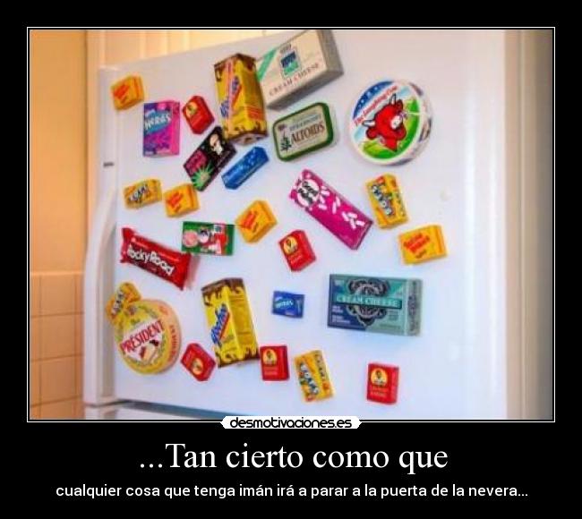 ...Tan cierto como que - cualquier cosa que tenga imán irá a parar a la puerta de la nevera...
