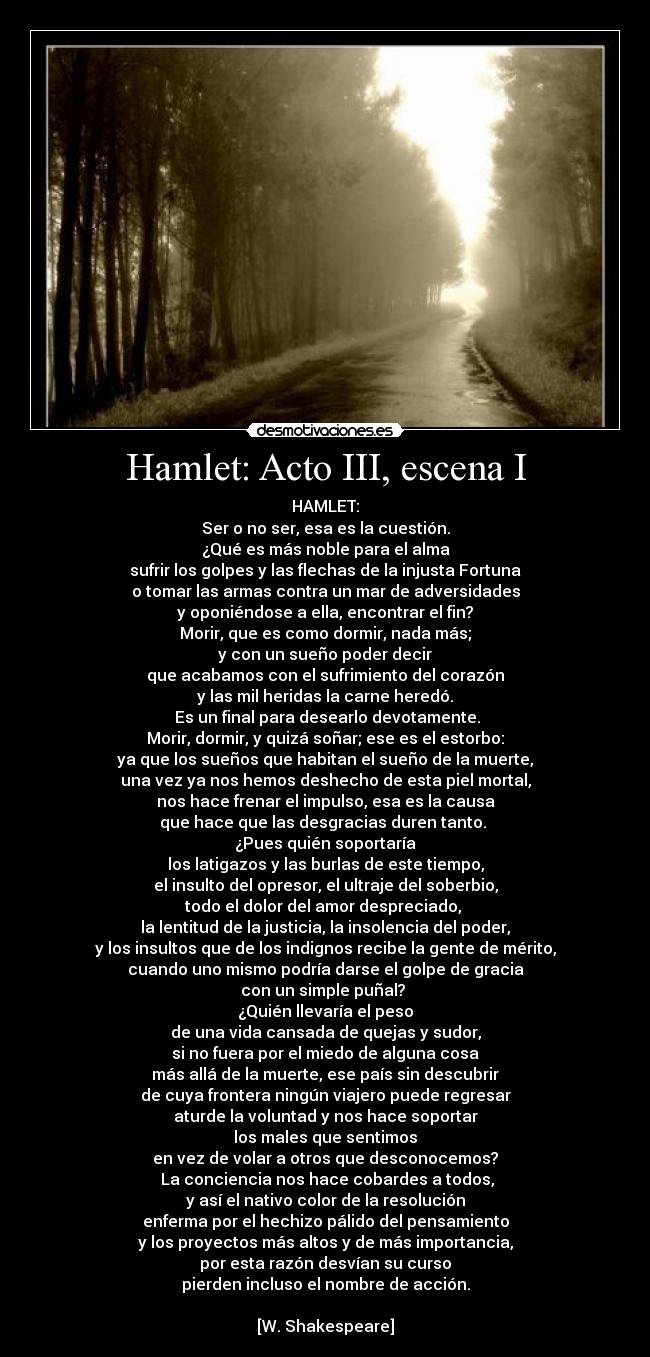 Hamlet: Acto III, escena I -