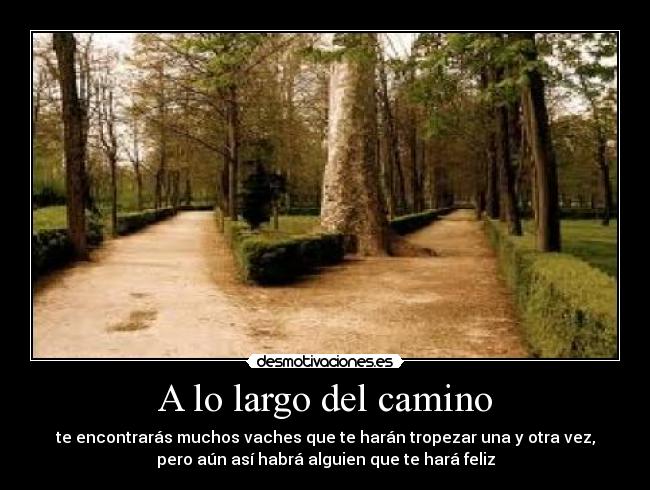 A lo largo del camino - te encontrarás muchos vaches que te harán tropezar una y otra vez,
pero aún así habrá alguien que te hará feliz