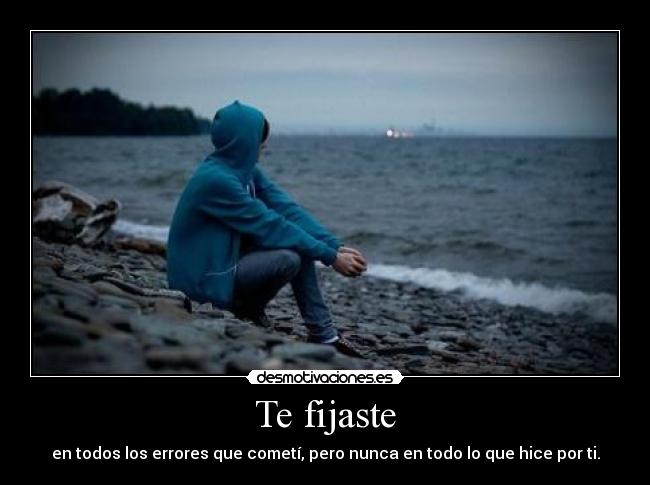 Te fijaste - en todos los errores que cometí, pero nunca en todo lo que hice por ti.