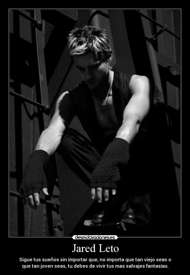 Jared Leto - Sigue tus sueños sin importar que, no importa que tan viejo seas o
que tan joven seas, tu debes de vivir tus mas salvajes fantasías.