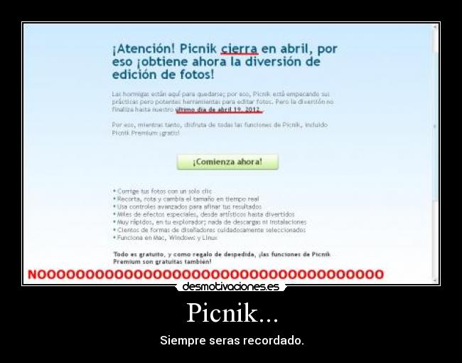 Picnik... - Siempre seras recordado.