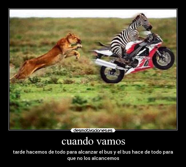 cuando vamos - tarde hacemos de todo para alcanzar el bus y el bus hace de todo para
que no los alcancemos