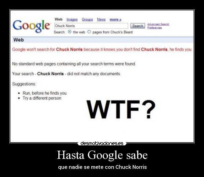 Hasta Google sabe - que nadie se mete con Chuck Norris