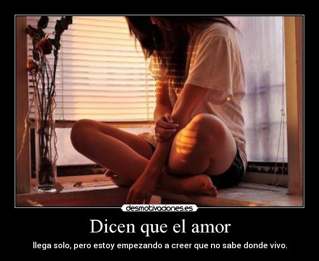 Dicen que el amor - llega solo, pero estoy empezando a creer que no sabe donde vivo.