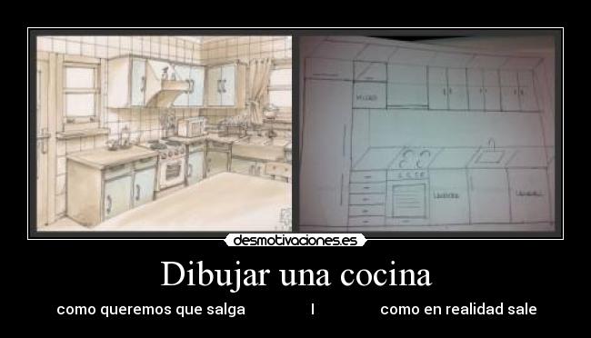 Dibujar una cocina - como queremos que salga I como en realidad sale