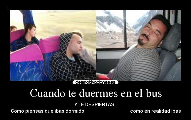 Cuando te duermes en el bus - Y TE DESPIERTAS..
Como piensas que ibas dormido como en realidad ibas