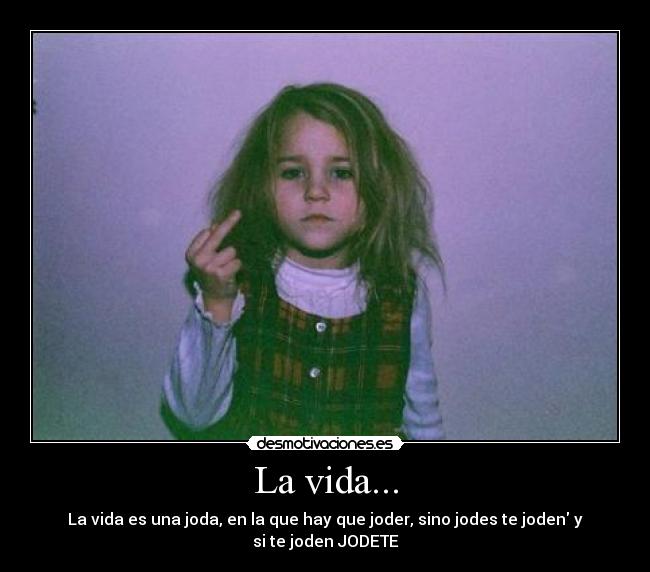 La vida... - La vida es una joda, en la que hay que joder, sino jodes te joden y si te joden JODETE