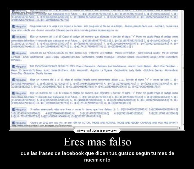 Eres mas falso - que las frases de facebook que dicen tus gustos según tu mes de nacimiento