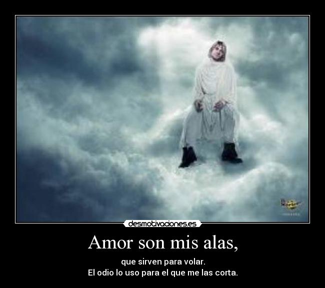 Amor son mis alas, - que sirven para volar.
El odio lo uso para el que me las corta.