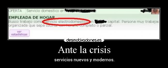 Ante la crisis - servicios nuevos y modernos.