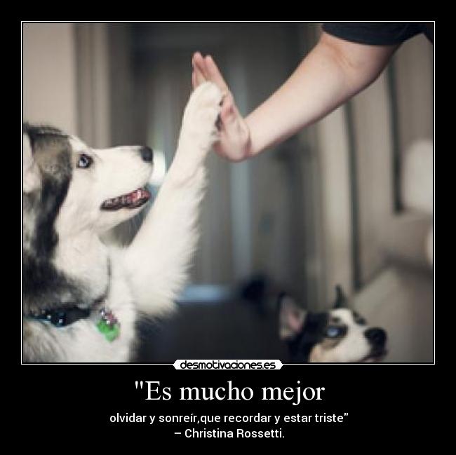 Es mucho mejor - olvidar y sonreír,que recordar y estar triste
– Christina Rossetti.