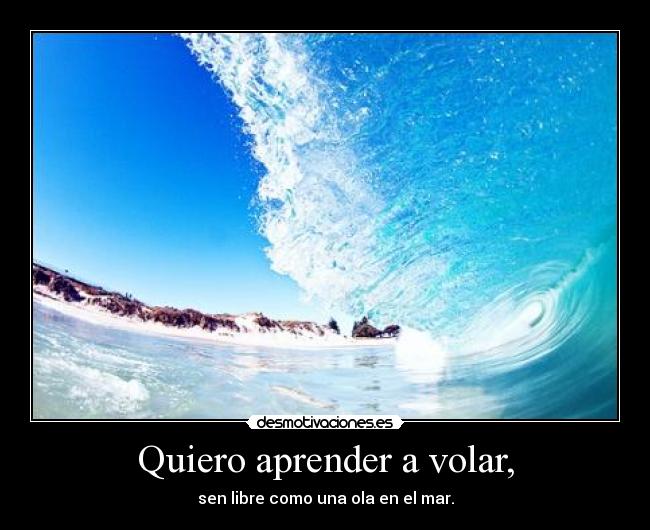 Quiero aprender a volar, - sen libre como una ola en el mar.