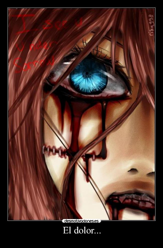 carteles dolor sexto cartel chica sangre anime dolor desmotivaciones