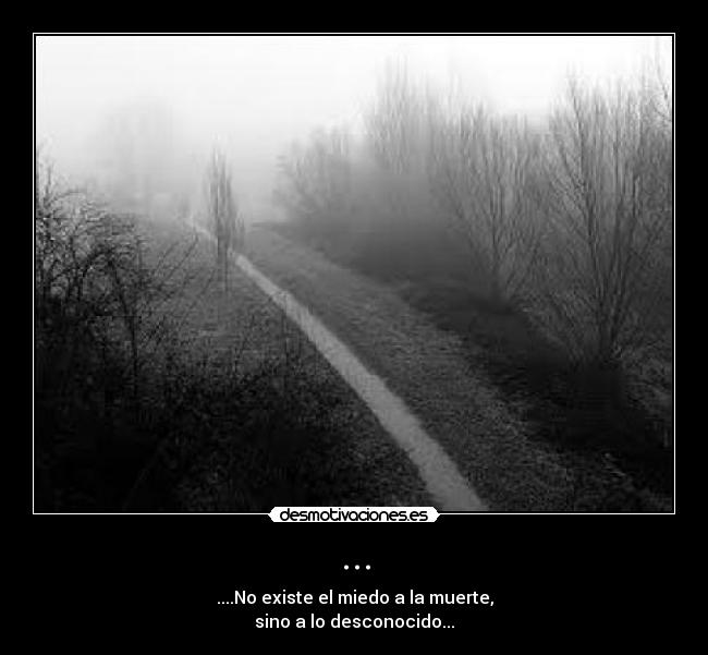 ... - ....No existe el miedo a la muerte,
sino a lo desconocido...
