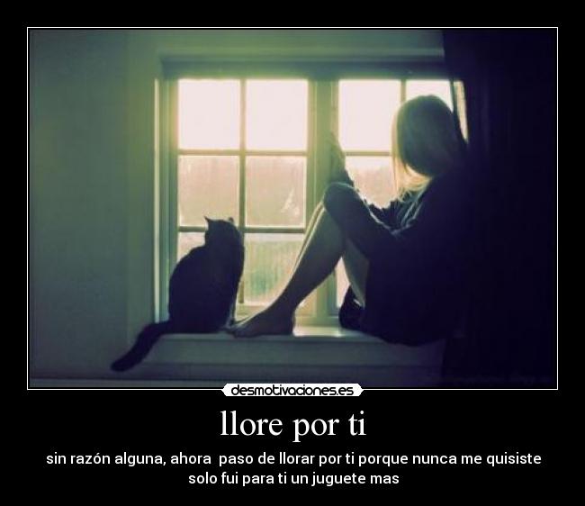 llore por ti - sin razón alguna, ahora paso de llorar por ti porque nunca me quisiste
solo fui para ti un juguete mas