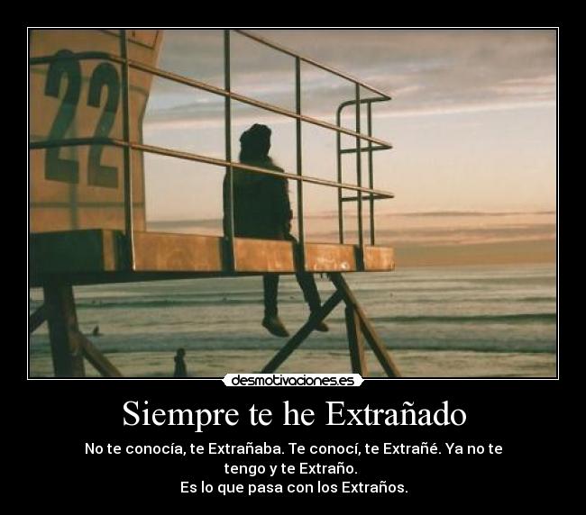Siempre te he Extrañado - No te conocía, te Extrañaba. Te conocí, te Extrañé. Ya no te tengo y te Extraño.
Es lo que pasa con los Extraños.