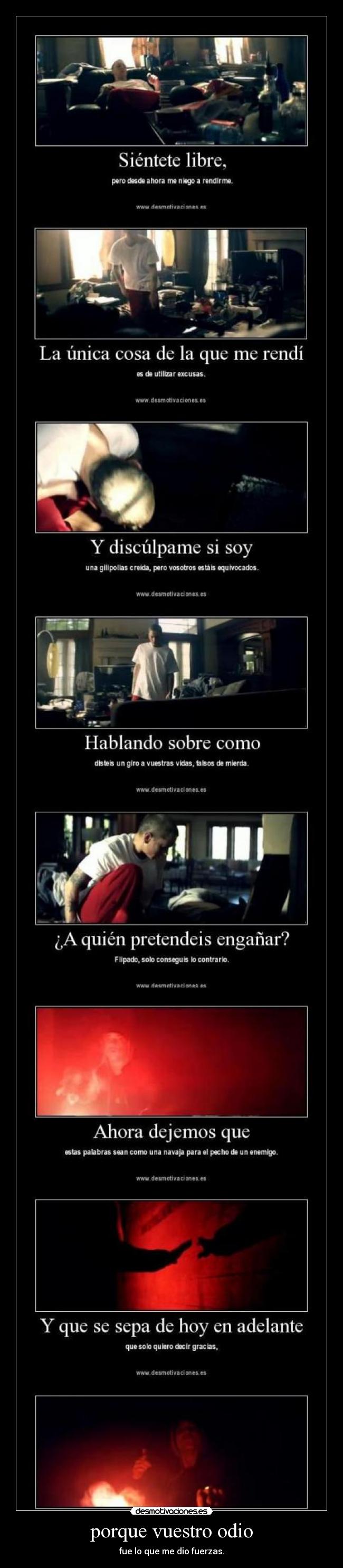 porque vuestro odio - fue lo que me dio fuerzas.