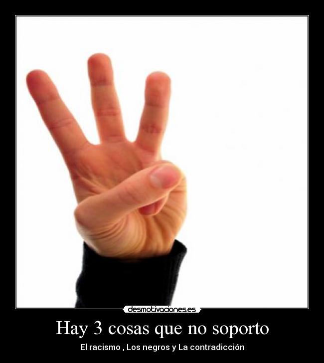 Hay 3 cosas que no soporto - El racismo , Los negros y La contradicción
