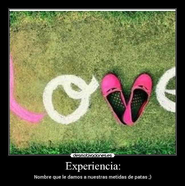 Experiencia: - Nombre que le damos a nuestras metidas de patas ;)