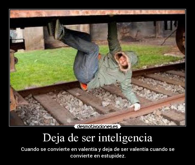 Deja de ser inteligencia - Cuando se convierte en valentía y deja de ser valentía cuando se
convierte en estupidez.