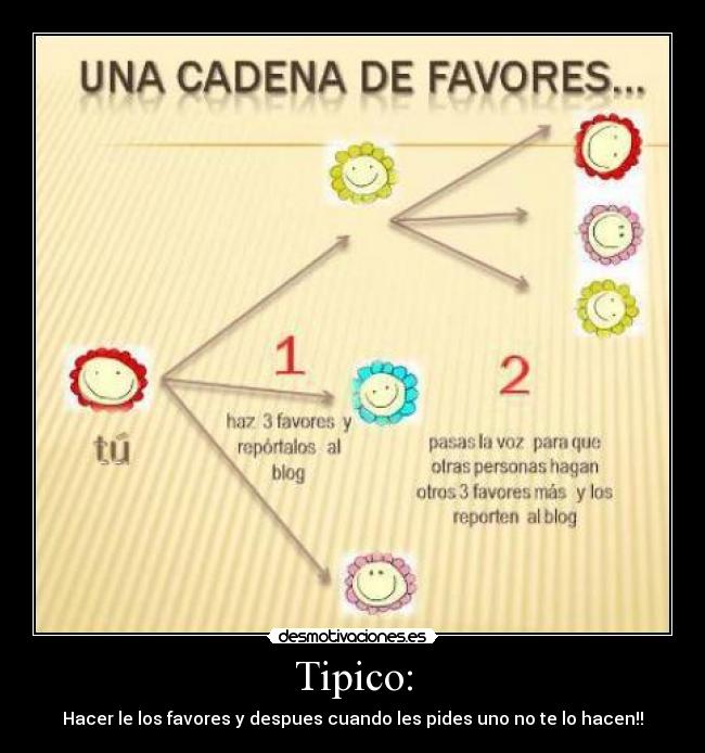 Tipico: - Hacer le los favores y despues cuando les pides uno no te lo hacen!!