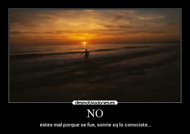 NO - estes mal porque se fue, sonrie xq lo conociste...