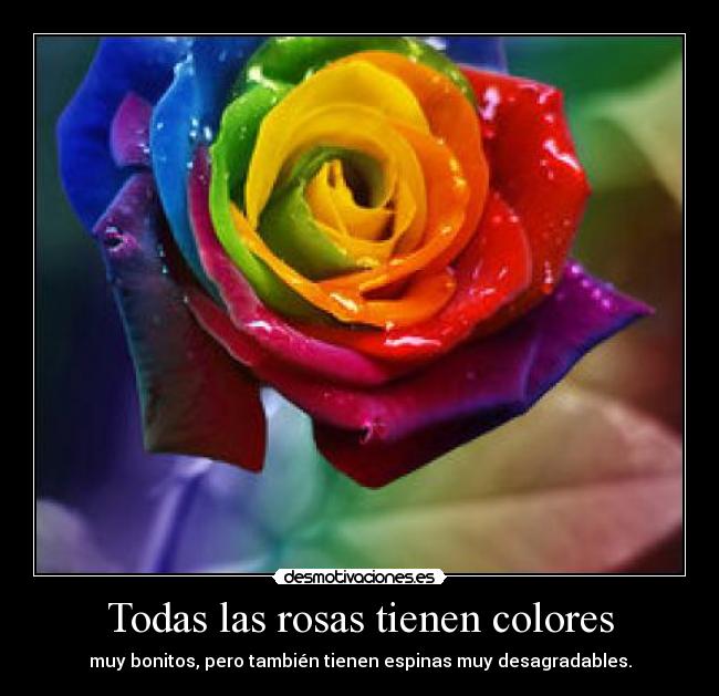 Todas las rosas tienen colores - muy bonitos, pero también tienen espinas muy desagradables.