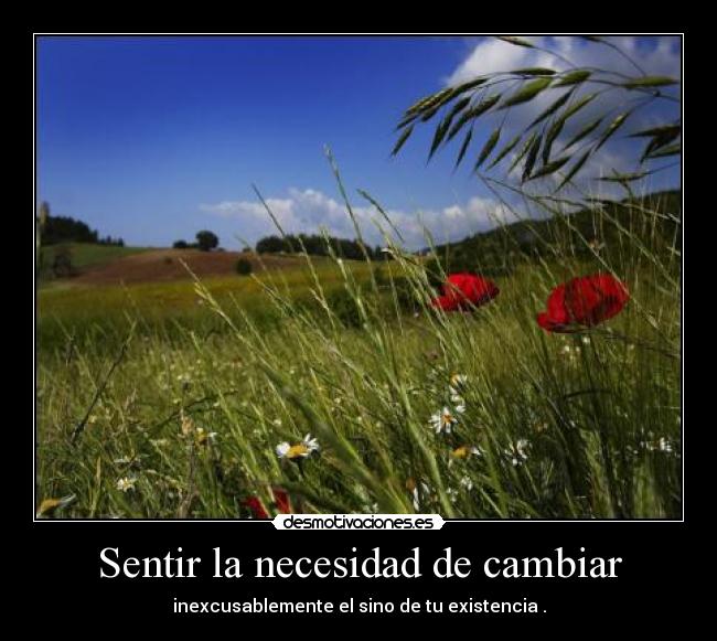 Sentir la necesidad de cambiar - inexcusablemente el sino de tu existencia .