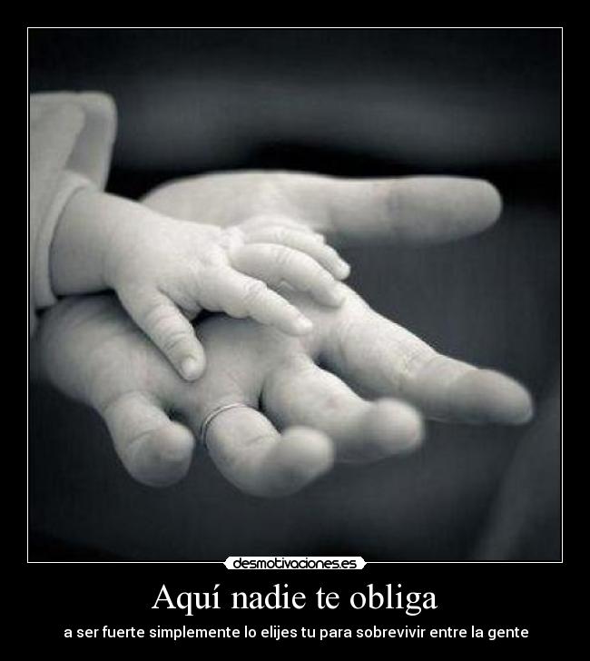 Aquí nadie te obliga - a ser fuerte simplemente lo elijes tu para sobrevivir entre la gente