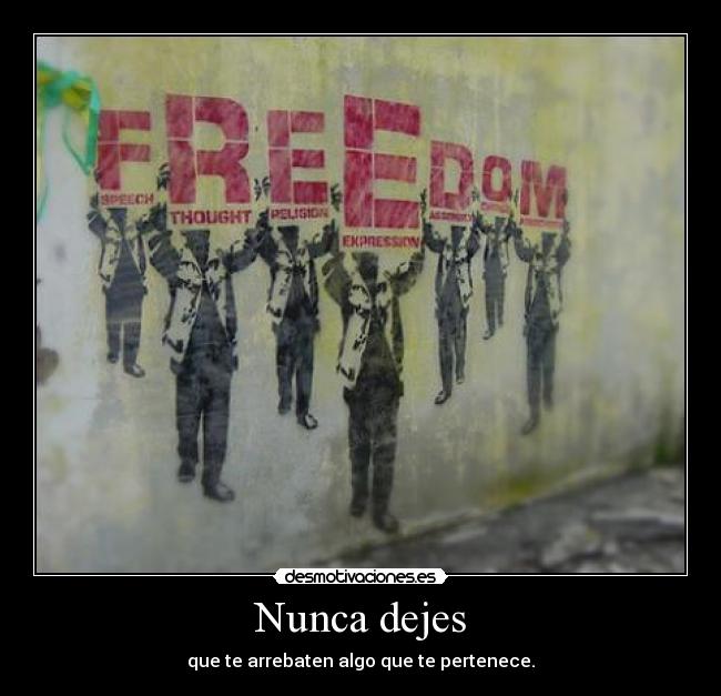 Nunca dejes - que te arrebaten algo que te pertenece.