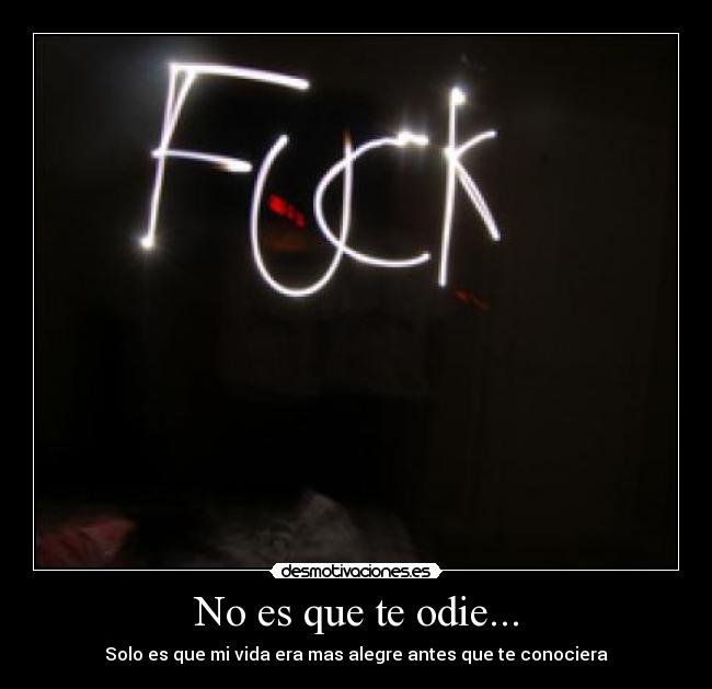 No es que te odie... - Solo es que mi vida era mas alegre antes que te conociera