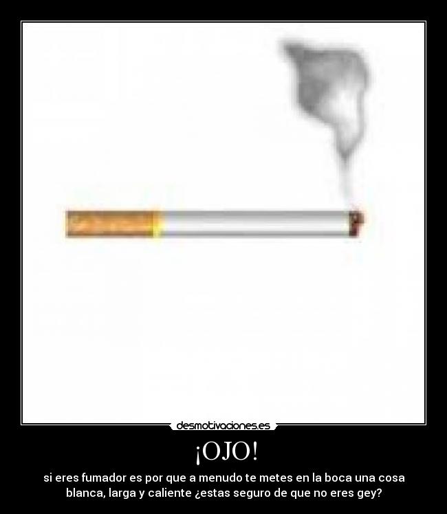 ¡OJO! - si eres fumador es por que a menudo te metes en la boca una cosa
blanca, larga y caliente ¿estas seguro de que no eres gey?
