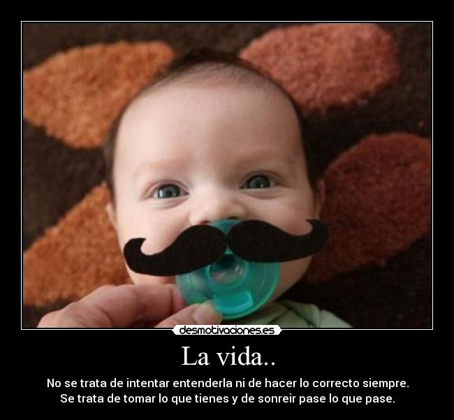 La vida.. - No se trata de intentar entenderla ni de hacer lo correcto siempre.
Se trata de tomar lo que tienes y de sonreir pase lo que pase.