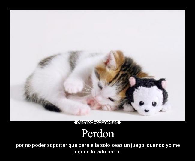 Perdon - por no poder soportar que para ella solo seas un juego ,cuando yo me
jugaria la vida por ti .