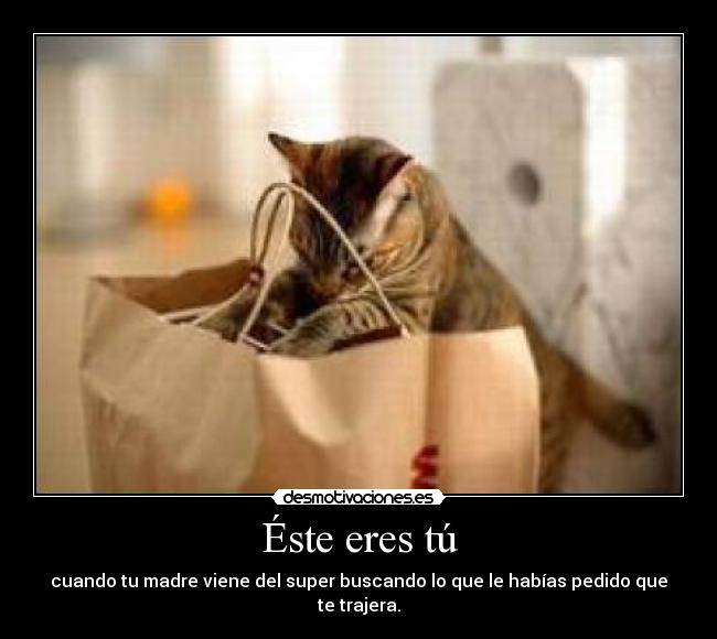 Éste eres tú - cuando tu madre viene del super buscando lo que le habías pedido que te trajera.