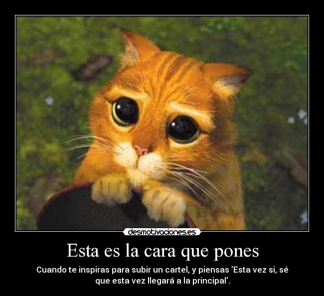 Esta es la cara que pones - Cuando te inspiras para subir un cartel, y piensas Esta vez si, sé
que esta vez llegará a la principal.