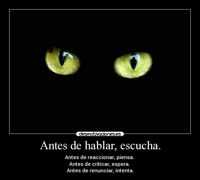 Antes de hablar, escucha. - Antes de reaccionar, piensa. 
Antes de criticar, espera. 
Antes de renunciar, intenta.