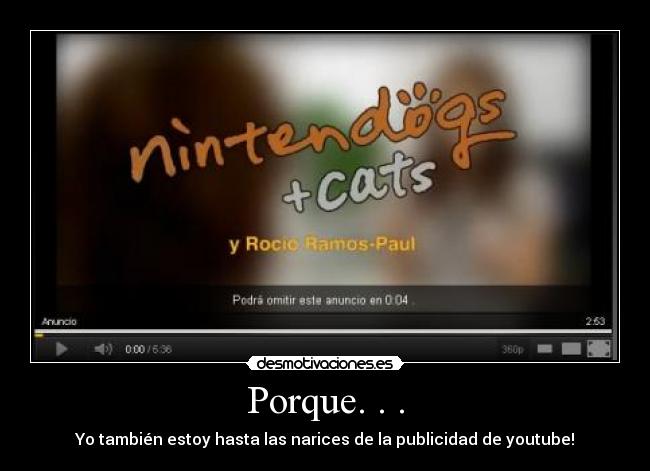 Porque. . . - Yo también estoy hasta las narices de la publicidad de youtube!