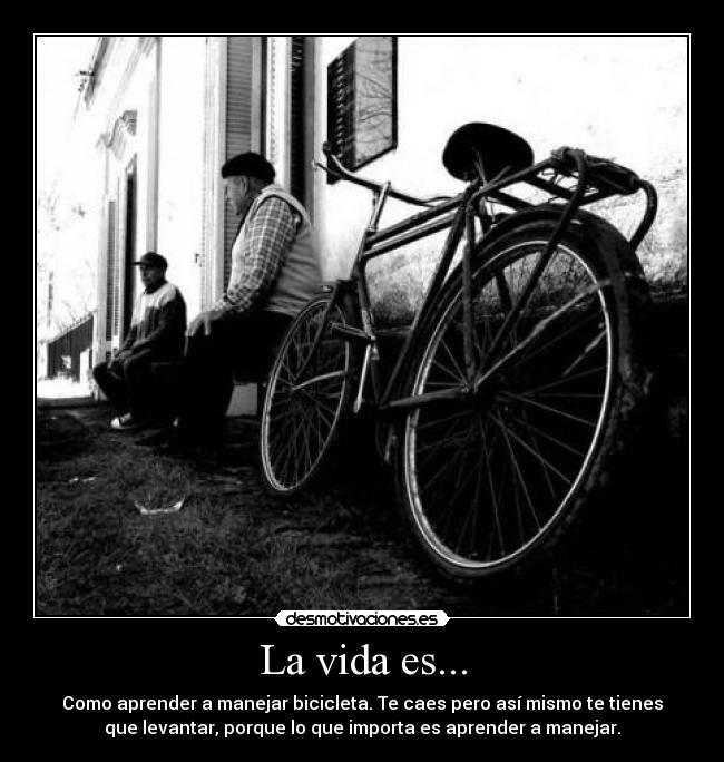 La vida es... - Como aprender a manejar bicicleta. Te caes pero así mismo te tienes
que levantar, porque lo que importa es aprender a manejar.