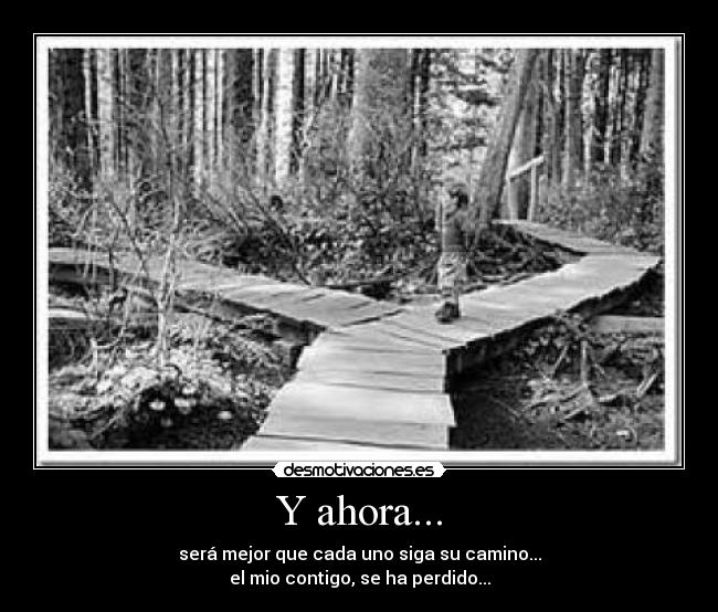 Y ahora... - será mejor que cada uno siga su camino...
el mio contigo, se ha perdido...
