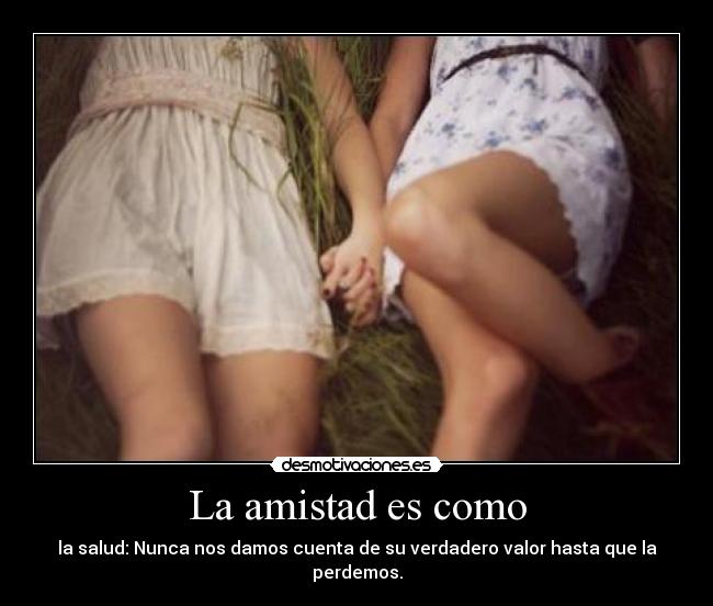 La amistad es como - la salud: Nunca nos damos cuenta de su verdadero valor hasta que la perdemos.